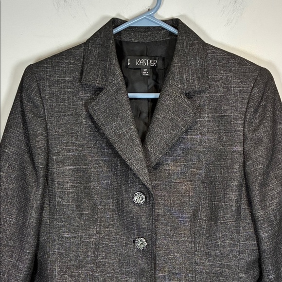 Kasper Gray Career Blazer Size 12 Professional Office Suit Jacket - Picture 5 of 11